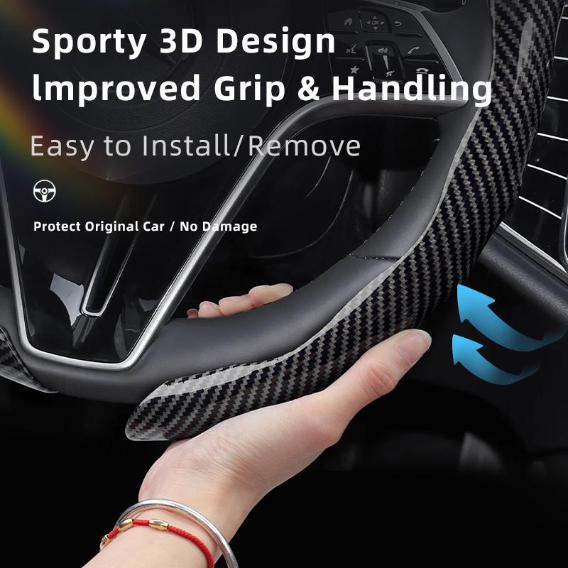 Suitable for Mercedes-Benz Carbon Fiber Texture Steering Wheel Cover Snap-On Wave-Shaped Sports Design Protective Case Class Gle Glc Gla BC2