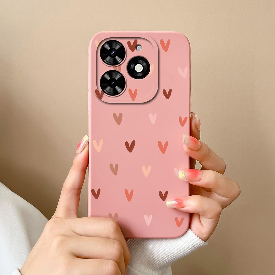 Чехол для Tecno Spark Go 2024 Простой Сердечко Мягкий Жидкий Силикон Защита Камеры Задняя Крышка Для Tecno SparkGo Funda Чехол для Телефона