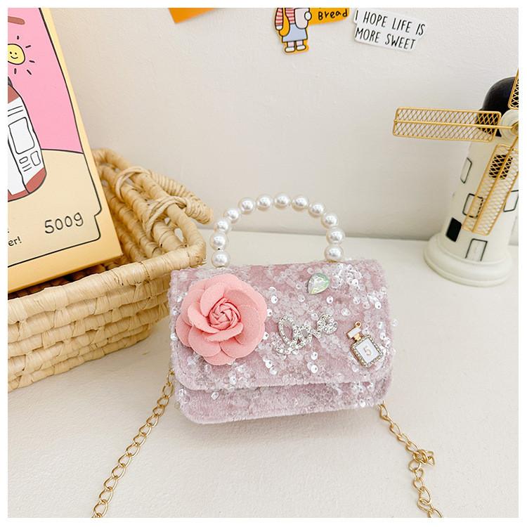 Flower Cartoon Bow Girl Decoration Children Shoulder Bag With Lace Design