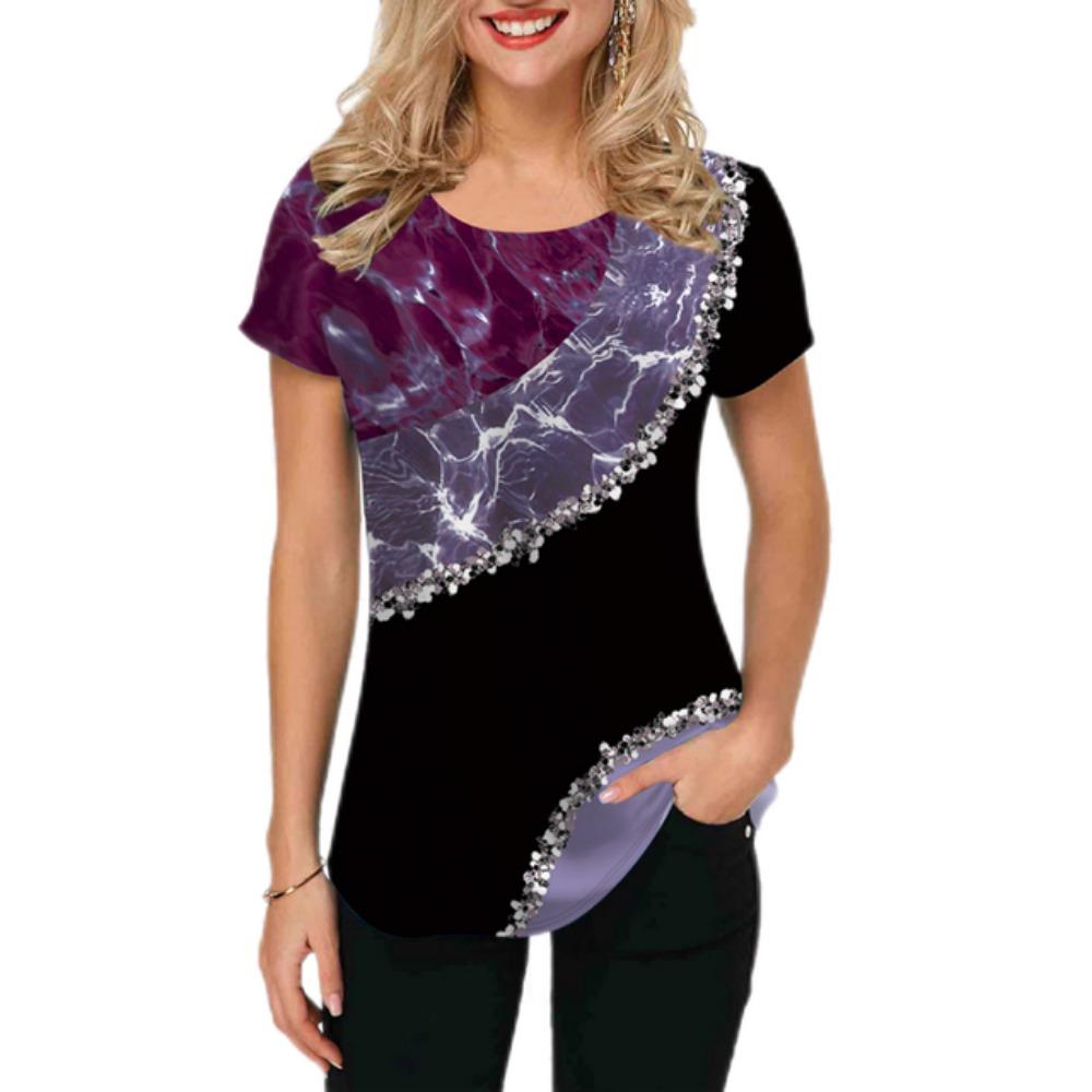 Новая женская роскошная одежда, летняя одежда, футболки с принтом роз 3D, футболки для девочек, уличная одежда с круглым вырезом, свободная одежда Laides 2023