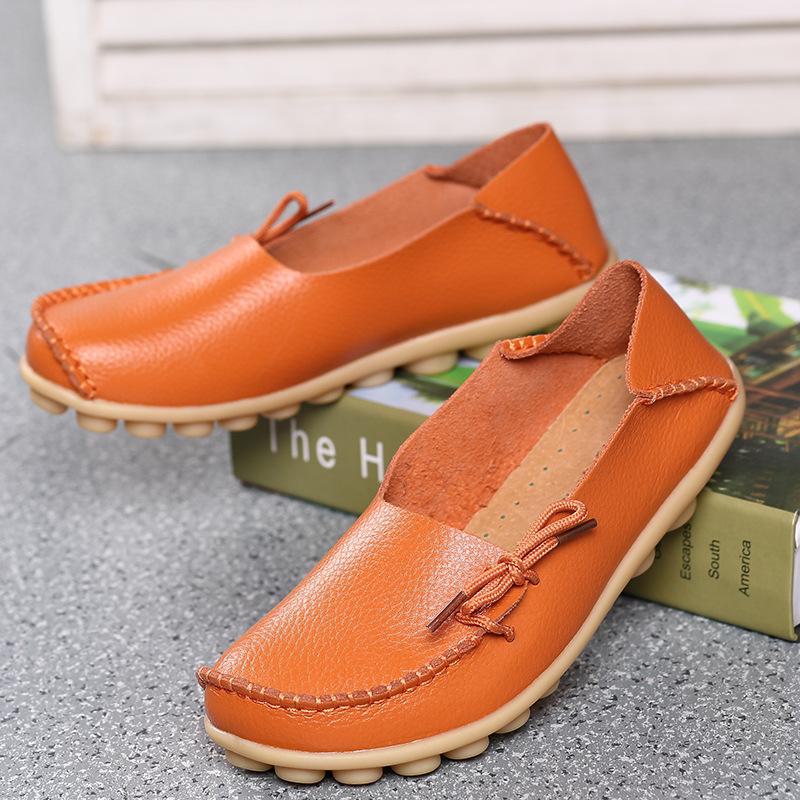 Сандалии женские кожаные больших размеров - дышащие, нескользящие, подошва из коровьей кожи, неглубокие балетки