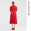 ELLASSAY Women's Elegant Puff Sleeve X-line Shirt Dress