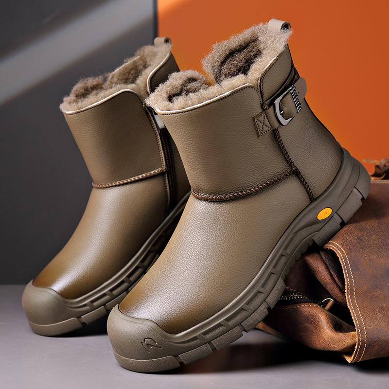 Модные зимние ботинки из коровьей кожи 2024 года для мужчин, модные повседневные шерстяные теплые хлопковые ботинки для мужчин, новые дизайнерские уличные ботильоны для мужчин
