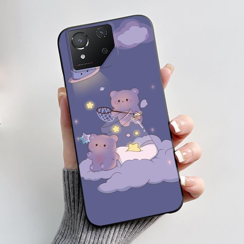 Чехол для Asus ROG Phone 8 Чехол Эстетичный Модный Милый Кот Черный Мягкий Силиконовый Ударопрочный Чехол для Asus ROG 8 Pro Чехол для Телефона