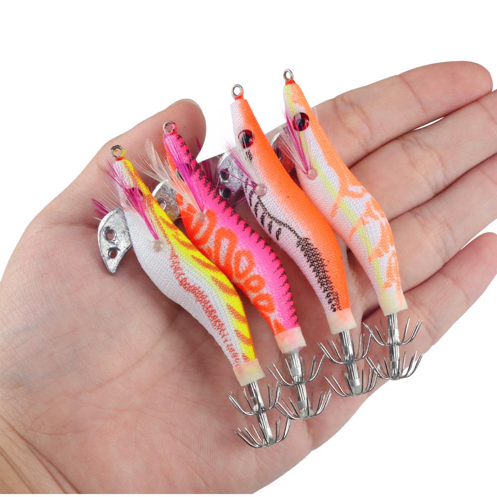 4 шт. рыболовные приманки, обернутые приманки из креветки, 3D глаза, осьминог, светящиеся креветки, деревянные приманки, кальмар, джиг, рыболовные крючки, 8,5 см, крючки-рукава для джига