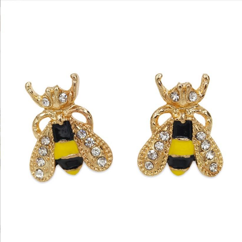Fashion Korean Earrings Accessories Spring Glaze Dripping Diamond Bee Earrings Rhinestone Earrings