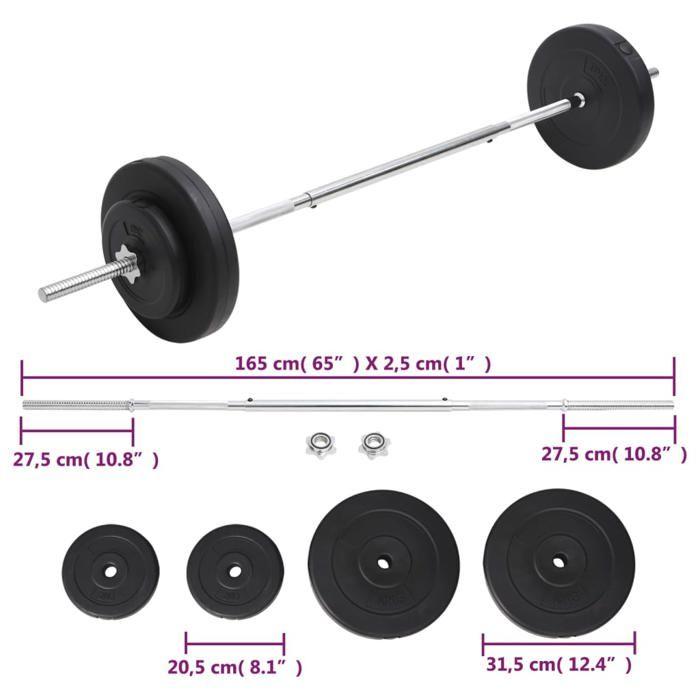 VidaXL Dumbbell Set with Plates 30 Kg, Free Weight, Dumbbell Set, Weight Plate Set, Plate of 93585