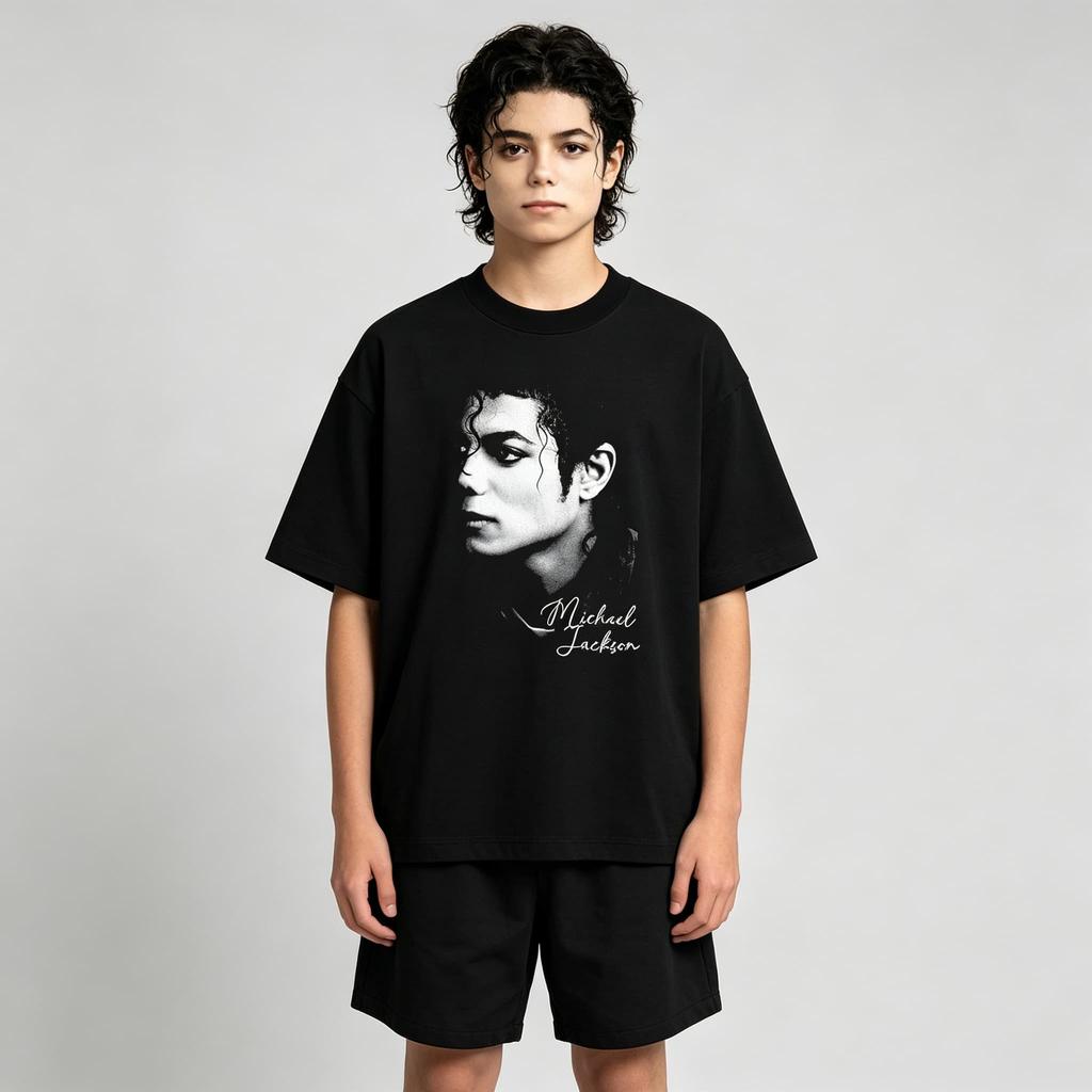 Король Поп-музыки Майкл Джексон Одежда в стиле Y2K Мода MJ Мужчины Женщины Футболка Взрослые Дети Мальчик Девочка Топ Дети Родитель Ребенок Хлопковая Футболка