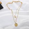 316L Stainless Steel Double Layer Pendant Clavicle Chain Ladies Necklace Festive Party Jewelry Gift Accessories