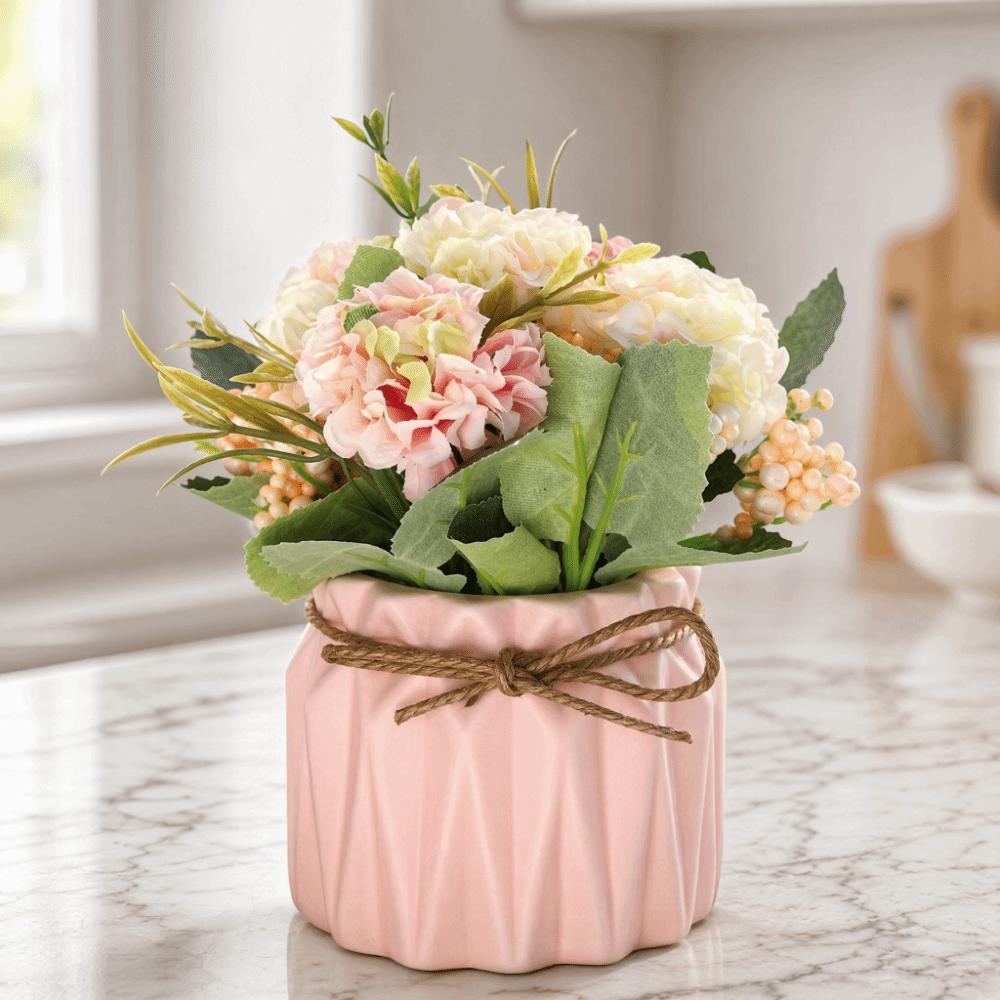 Silk Flower Hydrangea Styled Potted Desktop Decor Cafe Dining Table Small Potted Accent