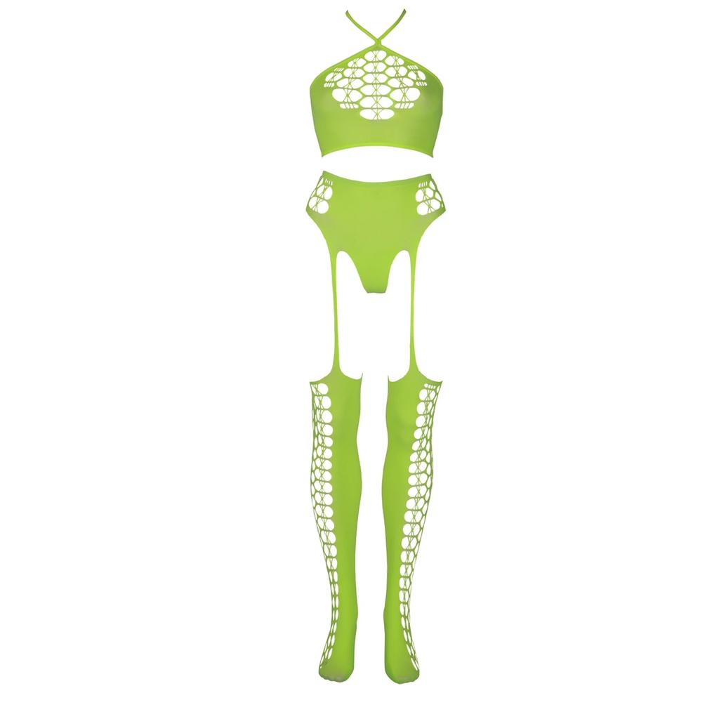 Two-piece bodysuit with crop top and stockings XL/XXXXL Ouch! by shots