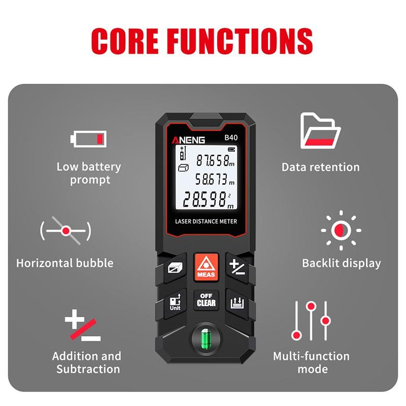 Digital Laser Distance Meter 40M 60M 80M 100M Rangefinder Electronic Measuring Tape Ruler Diastimeter Roulette Tool
