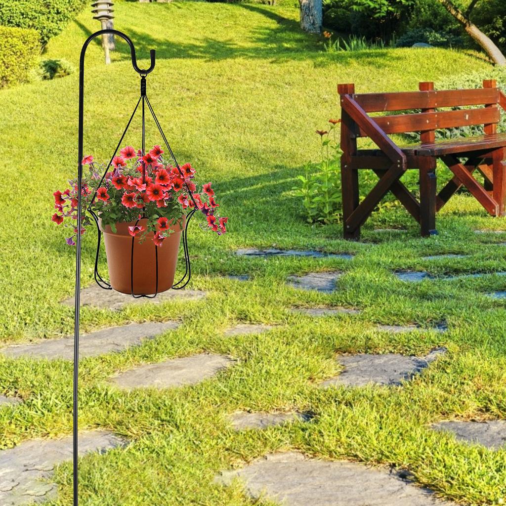 2Pcs Shepherds Hooks Hanging Plant Stake Bird Feeder Flower Pot Stand Outdoor Lantern Iron Hanger Stake Garden Lawn Decor