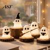 Halloween Night Party Decor Luminous Mini Ghost Figurines, Glow in The Dark Cute Favors for Kids Miniature Statue Micro Landscape, Tiered Tray