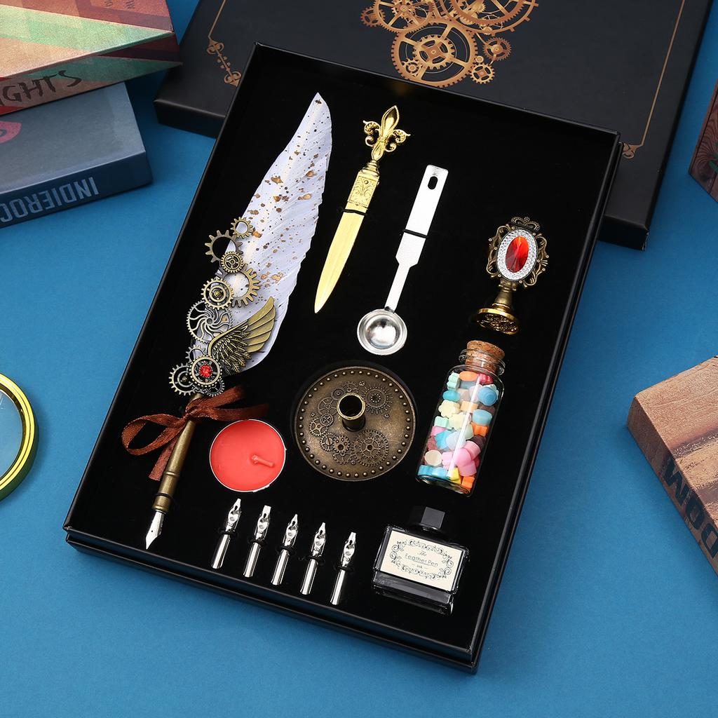 Retro Quill Pen High Value Retro Mechanical Magic Dipping Pen Gift Box Set Advanced Sense