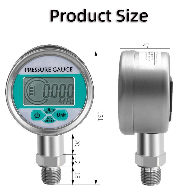 Pressure Gauge 0-1000bar Water Gas Oil Pressure Sensor Negative Pressuse With Backlight LCD Display Intelligent Pressure Gauge