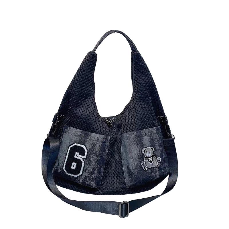 Шикарная женская сетчатая сумка через плечо в корейском стиле - Большая вместимость, легкая, повседневная сумка подмышку для удобных поездок на работу