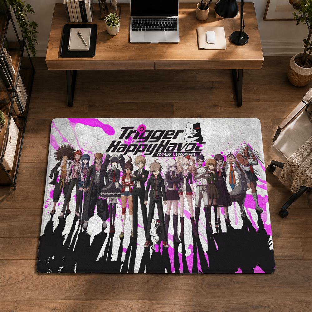 D-Danganronpa Anime Game Floor Mat Flannel Rug Non Slip Absorbent Soft Washable For Entryway Hallway Bathroom Kitchen Decor