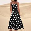 Women's Casual V Neck Dot Print Sleeveless Pocket Suspender Dress