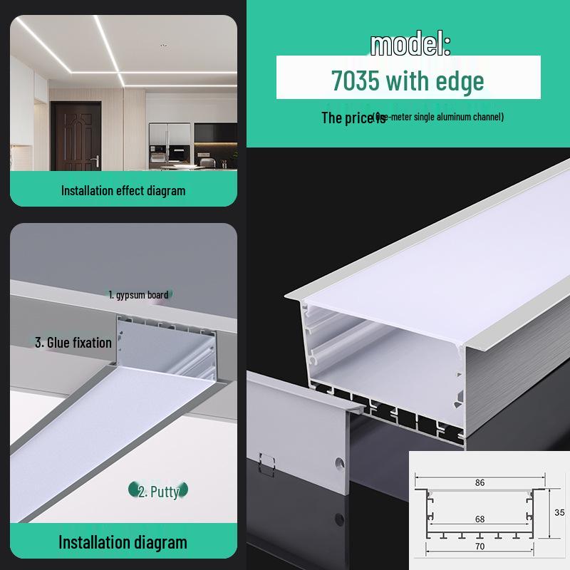 Seamless Linear Recessed LED Light Channel - Aluminum Strip Slot Design