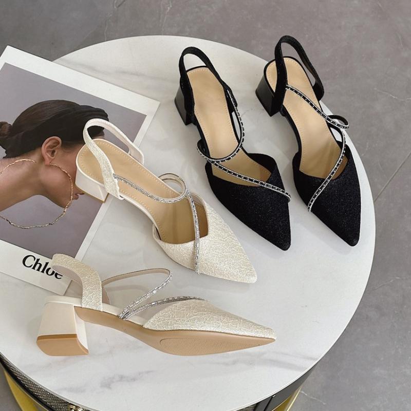 Сандалии, женская обувь, летние туфли с острым носком, туфли на одинарной платформе, темпераментный толстый каблук с юбкой, высокие каблуки