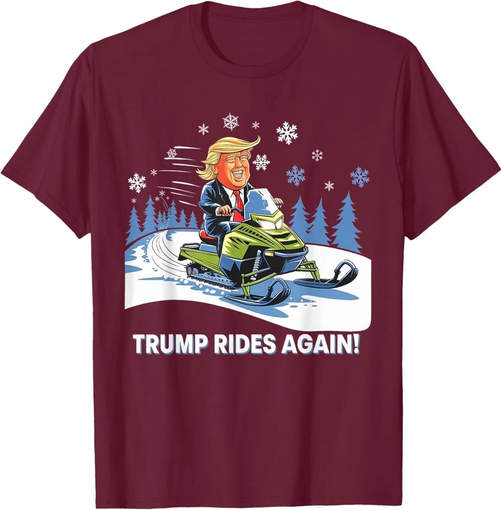 Funny Trump Rides Again Snowmobile Fun Winter Humor Unisex T-Shirt