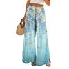 Women Summer Boho Palazzo Pants High Waist Wide Leg Floral Printing Casual Trousers With Pockets