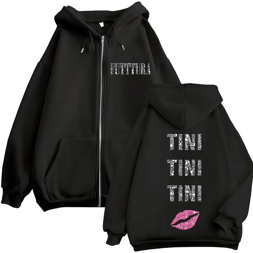 Певица TINI STOESSEL FUTTURA Тур Новая толстовка на молнии Мужская Женская Модная куртка Свитшот Винтажная Оверсайз Zipp