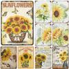Sunflower Metal Tin Signs Retro Sunflower Vase Rustic Farmhouse Retro Tin Signs Wall Decor Man Cave Home Pub Metal Signs