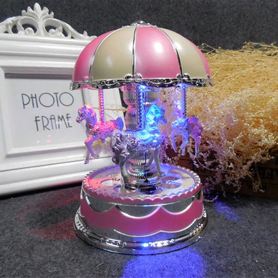 Карусель мультфильм лошади светодиодная музыкальная шкатулка подарок на день рождения орнамент украшение игрушка