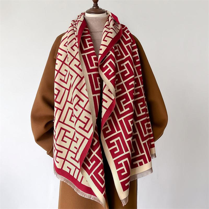 Зимний теплый кашемировый шарф для женщин, роскошный принт, пашминовая шаль, шейный платок, женская повязка на голову Bufanda Echarpe Design