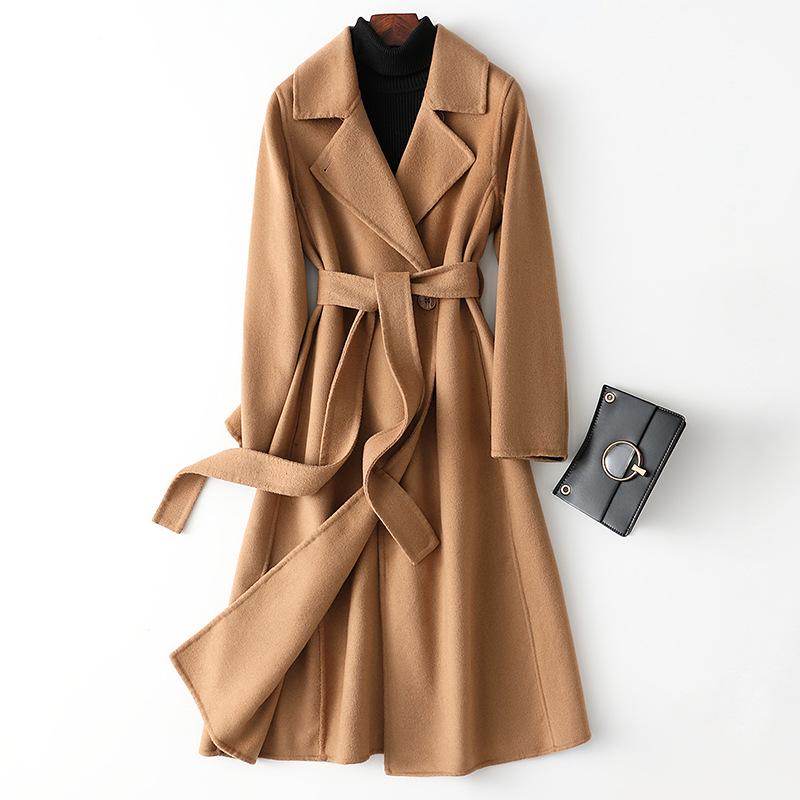 Hepburn-Style Women's Slim Fit Double-Faced Cashmere Wool Coat 2024