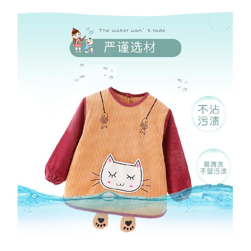 Waterproof Baby Long Sleeve Bib Apron Anti-dirty Toddler Eating Reverse Wear Smock Kids Feeding Coverall for Boys Girls Autumn Winter