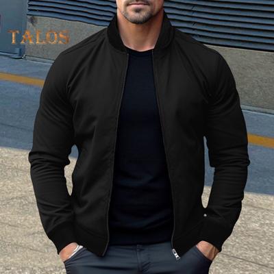 Мужская куртка Slim Fit с длинным рукавом на молнии, однотонная, весна-осень, повседневная бейсбольная форма, куртка для занятий спортом, повседневная одежда