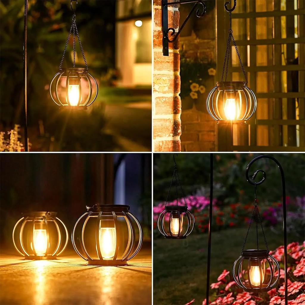 Solar Lantern Led Light Garden Lights Outdoor Waterproof Sensor Lamps Warm White Retro Iron Art Vintage Yard Decoraiton Lighting