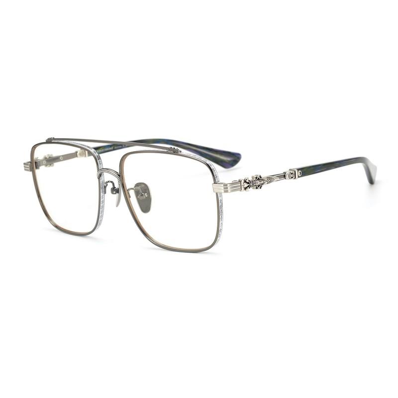 Japanese Style Handmade Large Frame Pure Titanium Gold Decorative Eyeglasses Men Women Plain Face Acetate Glasses With Carved