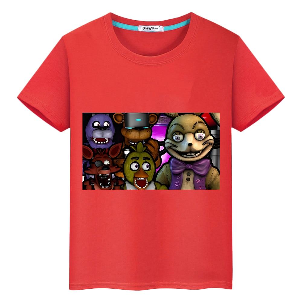 Летние футболки FNAF для мальчиков с принтом, короткие повседневные топы y2k, цельный медведь, кролик, игра Kawaii, футболка из 100% хлопка, детская одежда для девочек