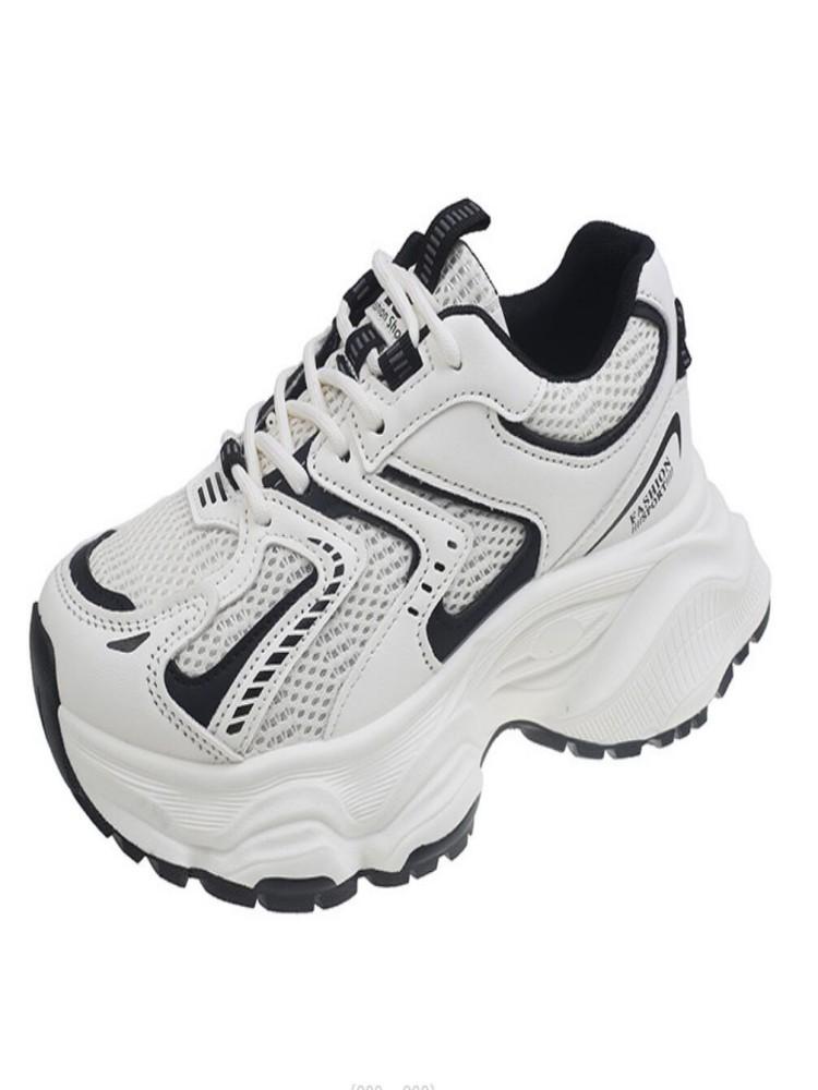 Модные корейские женские кроссовки на толстой подошве, модные массивные кроссовки 2024 года, универсальная спортивная обувь на платформе, сетчатая дышащая женская обувь