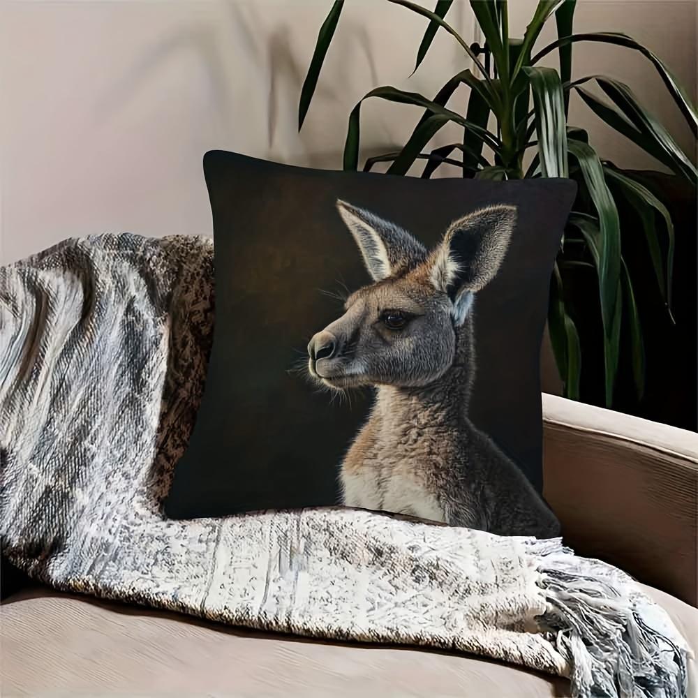 1pc Australian Wild Kangaroo Pillowcase, Soft and Comfortable Polyester Plush Fabric, Single-sided Print, Pillow Insert Not Included, 44.96*44.96 cm,