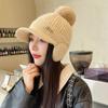 Hat Women's Autumn and Winter Knitted Wool Hat Versatile Thickened Cold-proof Ear Protection Hat Winter Warm Plush Cap