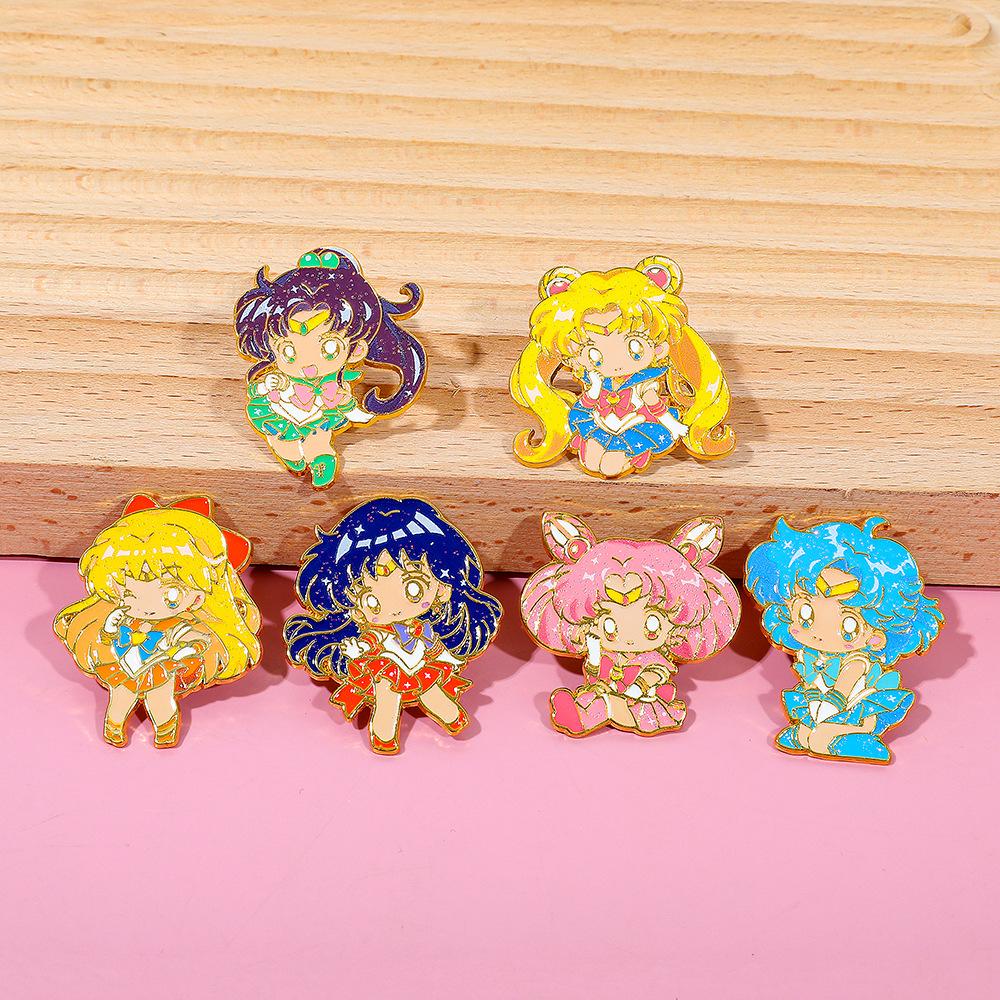 Anime Sailor Moon Cute Brooches Pins Cartoon Character Derivative Bags and Clothes Decorations Brooch Birthday Party Gifts