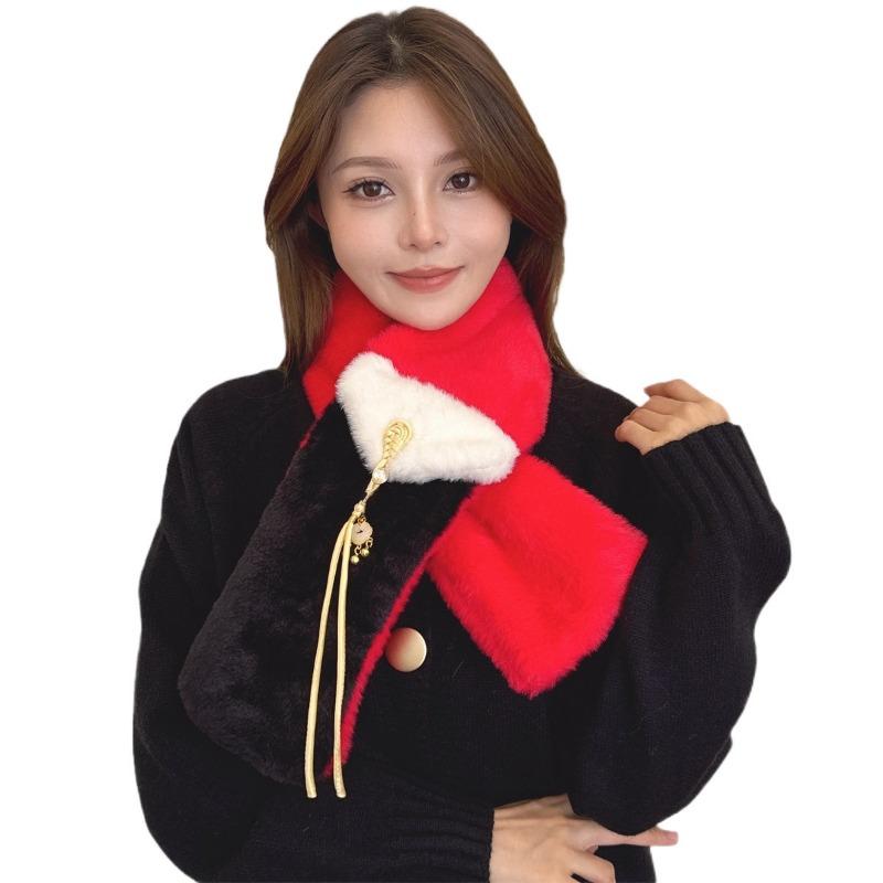New Christmas New Red New Year's Day Scarf Women's Winter Warm Atmosphere Versatile Scarf
