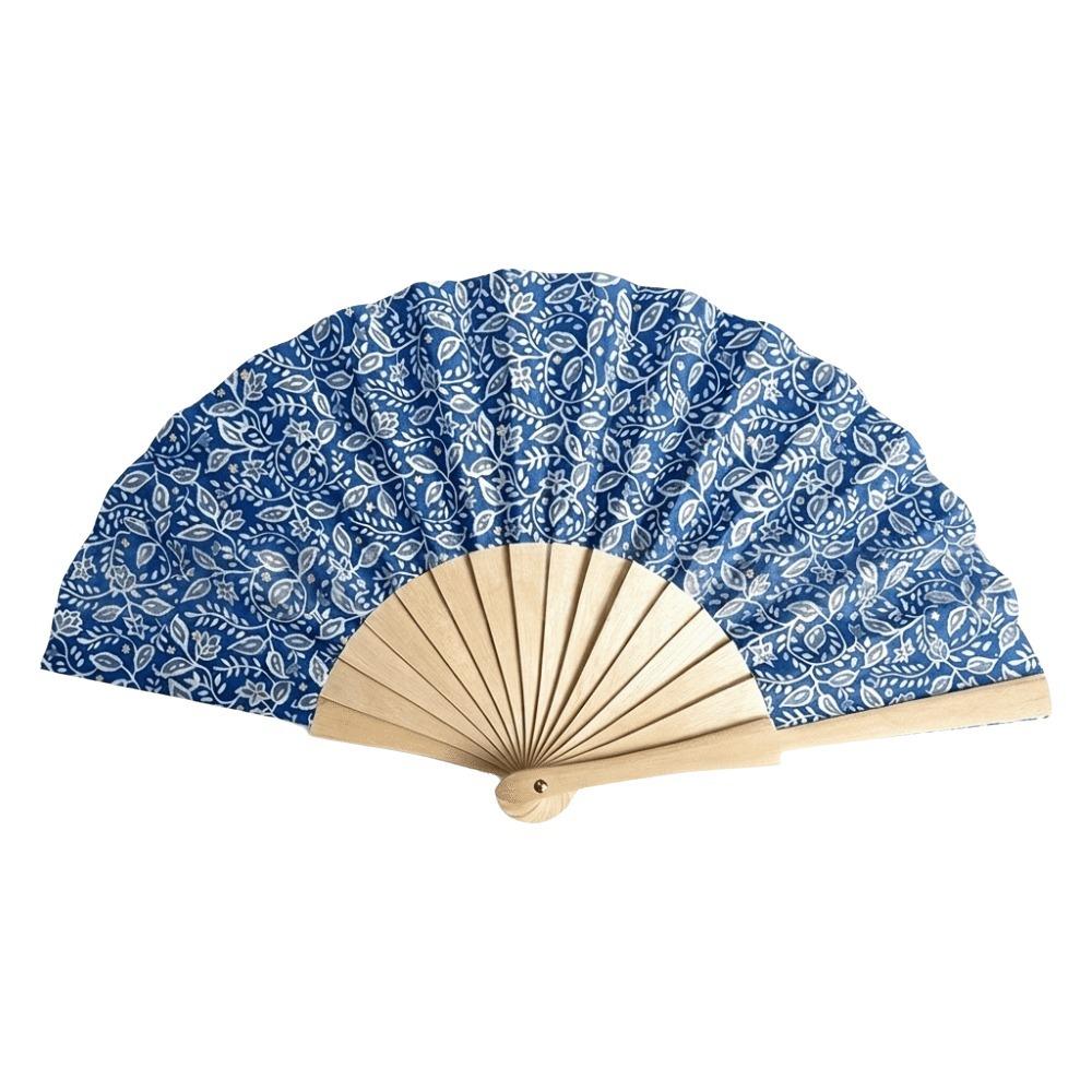 Wooden Handle Folding Hand Fan Lemon Print Hand Cranked Fan Lightweight Handheld Fan Photography