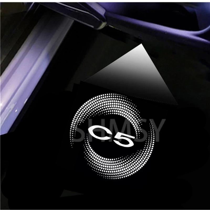AABFJ1 2Pcs LED Car Door Welcome Lights Logo Projector For Citroen C5 X7 II Ghost Shadow Lamp Courtesy Light Auto Decorative Accessory