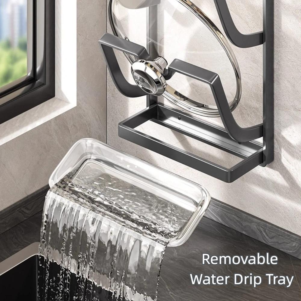 Новый держатель крышки кастрюли на присоске Металлический настенный кухонный стеллаж Многоуровневая конструкция Экономия места Стеллаж для крышек кастрюль Для домашнего использования