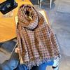 Autumn and Winter High End Houndstooth Fringed Scarf for Girls  Korean Style Versatile Thickened Warm Scarf Long Shawl