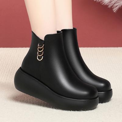 Модные легкие черные женские туфли на танкетке с каблуком 6 см на осень и весну, женские туфли на платформе, женские туфли на плоской подошве, сохраняющие тепло