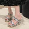 Fashion 2024 Fashion Women's Slippers Platform Ultra High Heel Wedge Multicolor Summer Sandals Dress Open Toe Slippers Slides Women