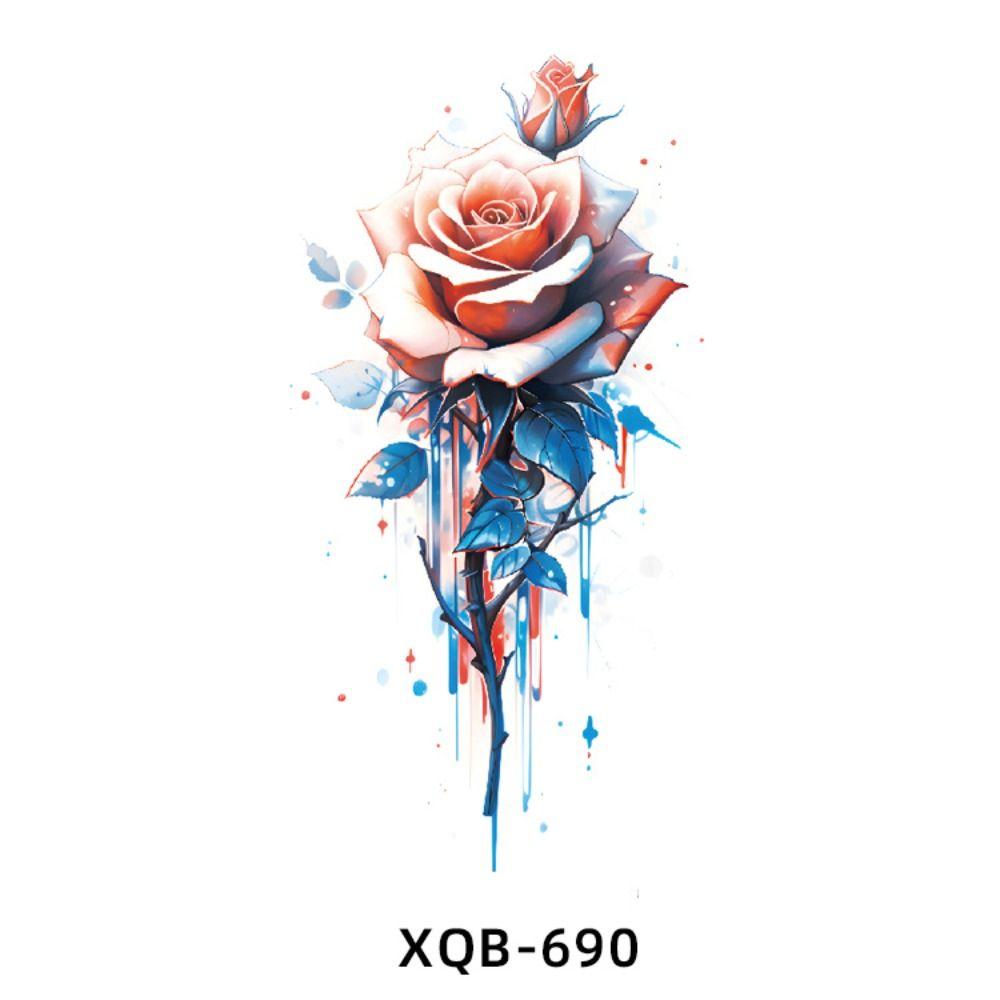 Цветная цветочная татуировка на руку, женская цветочная татуировка на груди, новая временная татуировка