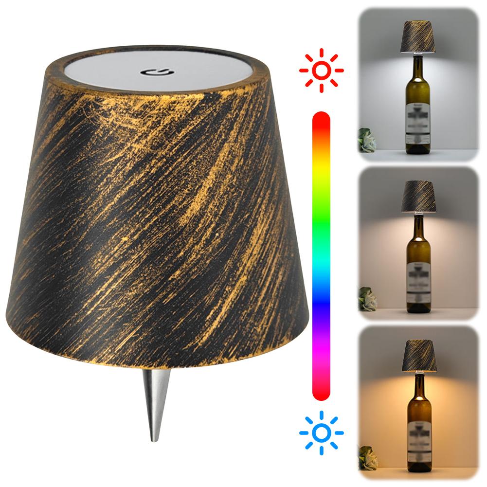 Светодиодная настольная лампа, перезаряжаемая, 2000 мАч, металлическая, с регулируемой яркостью, лампа-бутылка с плавной регулировкой яркости, светодиодная лампа-бутылка для вина, семейный ресторан и бар